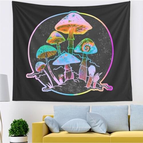 Mushroom psychedelic hanging fabric background wall covering home decoration wall blanket tapestry bedroom wall hanging 95*73cm