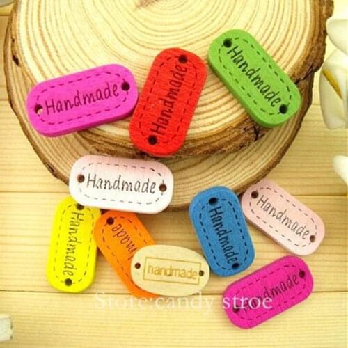 Mixed Color Wooden Buttons, Letter " handmade "Oval Buttons for Craft DIY, Scrapbooking , Garment Accessories ! 7NK12