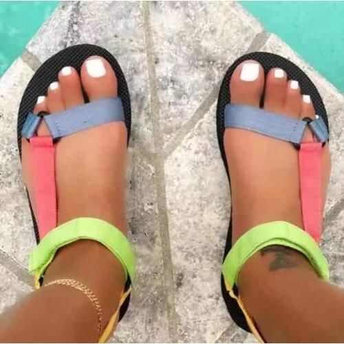 Women Summer Shoes Sandals Flat Beach Sandals Velcro Fashion Outdoor Casual Sandals Open Toe Sandalias Zapatillas Mujernk98