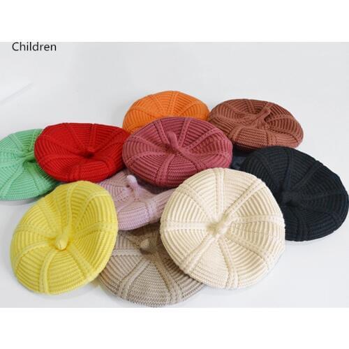 New Arrivals Children Baby Beret Hat Cap Winter Warm Fashion Cute Toddler Kids Hats Girls Boys Solid Woolen Crochet Knit Cap