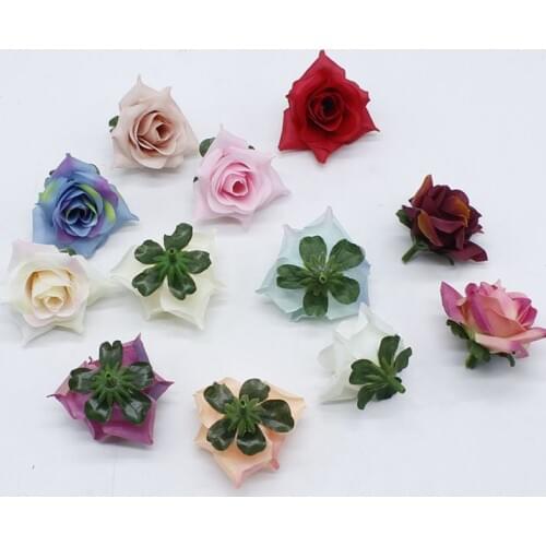100 Pcs / Lot Silk Flower Curled Rose Head Artificial Fake Flowers Wedding Decoration DIY Wreath Gift Box Party Supplies