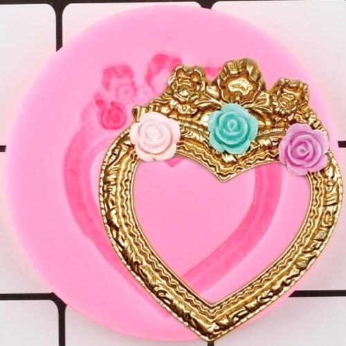 Heart Frame Silicone Mold Rose Cupcake Topper Fondant Cake Decorating Tools Chocolate Gumpaste Moulds Candy Resin Clay Molds
