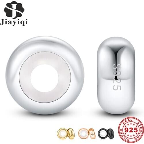 2pcs Silicone Stopper Beads 925 Sterling Silver Charm for DIY Original Bracelet Making Fine Jewelry Finding Accessories Gift