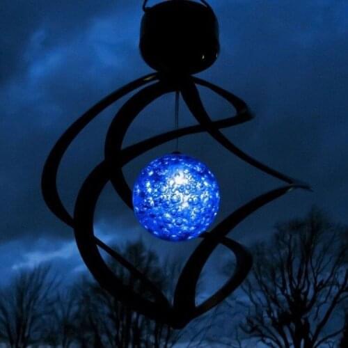 Solar Led colourful Wind Spinner LED Hang Spiral Garden Lawn LampWind Chime Wind Spinner Windchime Outdoor Garden Courtyard