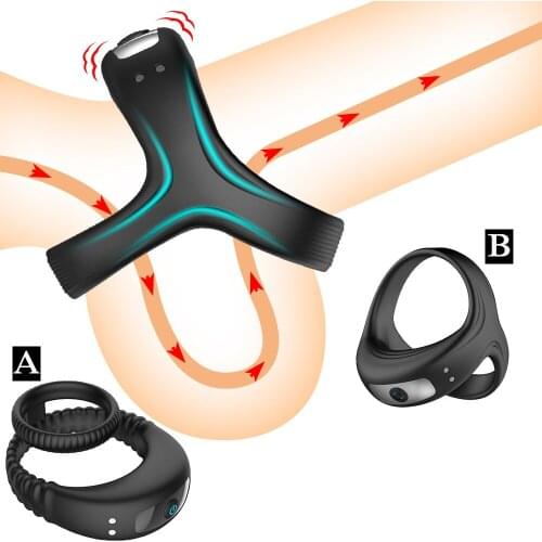 Vibrating Cock Ring Delay Ejaculation Cockring Male Masturbate Penis Rings Vibrator Dick Lock Ring Sex Toys for Men