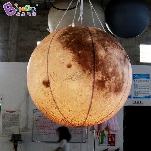 Hanging-dec inflatable PVC Moon with lighting for decoration / Sealed air-blown Moon balloon for sale - toys