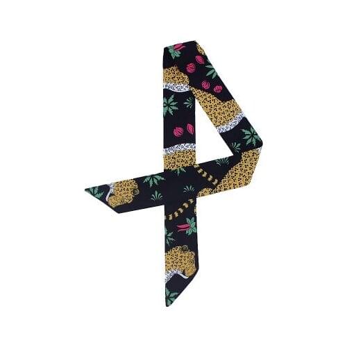 100*5cm New Style Leopard Printed Silk Scarf Women Tied Bag Handle Ribbon Hair Band Shawl