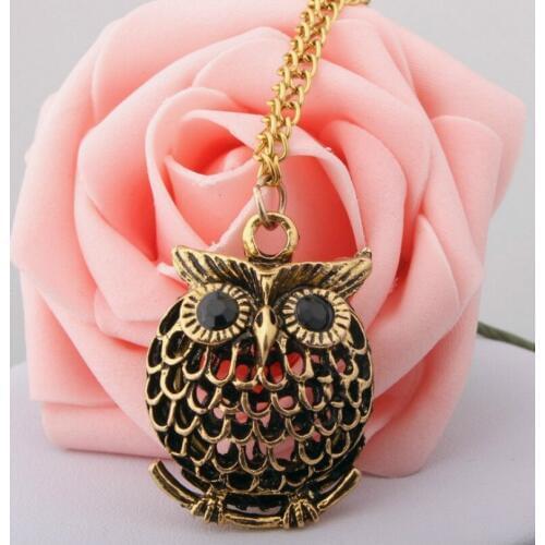 New Design Vintage Antique Gold Female Elegant Necklace Bohemian Pendant Necklace Exaggerated Hollow Owl Long Necklace