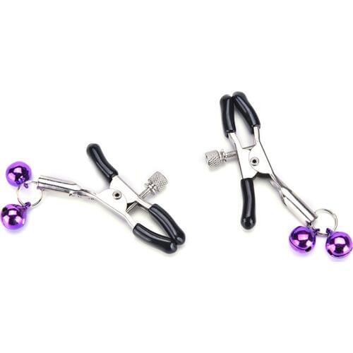 1 PCS Nipple Clamps Breast Clamps With Metal Chain BDSM Adult Sex Toys For Women Silver + Black With Bell