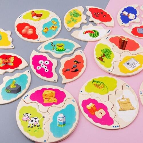 12Pcs Kids Watermelon Frog Chicken Evolution Growth Jigsaw Puzzle Education Toy