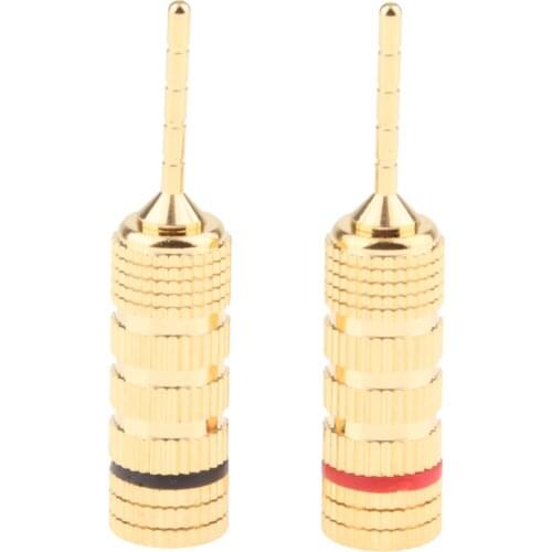 2pcs 2mm Banana Plug Pin Audio Speaker Cable Connector Converter Gold Plated