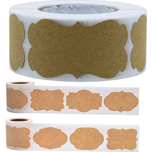300 Kraft Stickers Paper Labels Blank Christmas Gift for Jar Candle Glass Bottle Office Food Classification Sticker 2*1.2inch