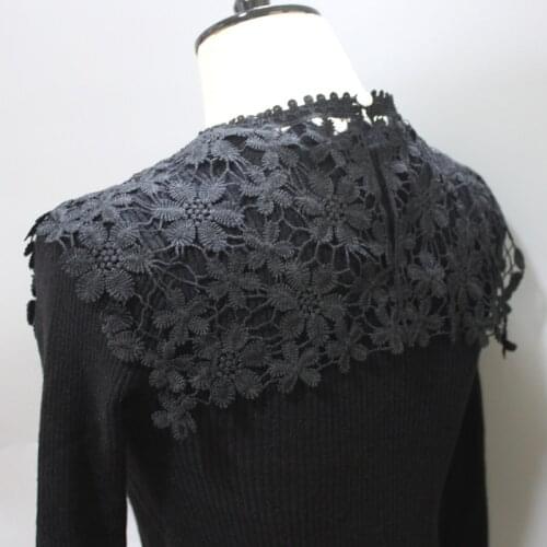40GC Embroidered Floral Lace Neckline Fake Collar Dress Shawl Applique Scarf Shrug