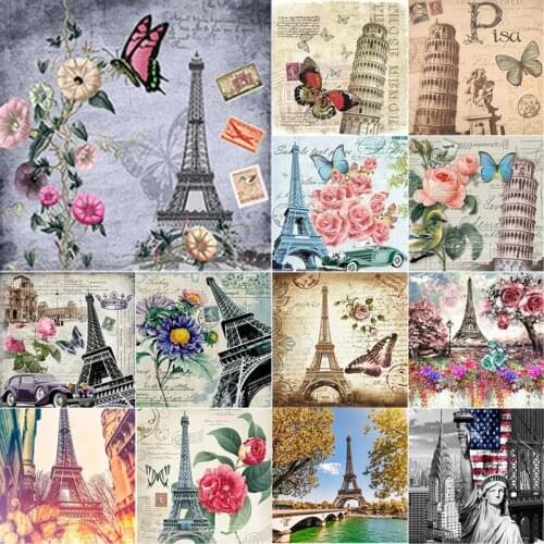 5D DIY Diamond Painting Iron Tower Diamond Embroidery Flower Cross Stitch Full Square Round Drill Crafts Manual Home Decor Gift