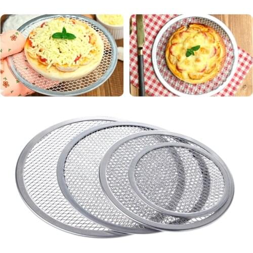 4X7B Aluminum Mesh Grill Pizza Screen Round Baking Tray Net Kitchen Tools Ovens Kit