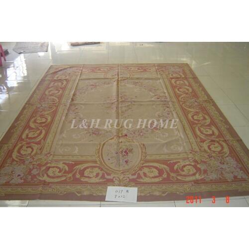 Free shipping 12'x15.5' Aubusson woolen carpe aubusson design area carpet hand woven woolen rug