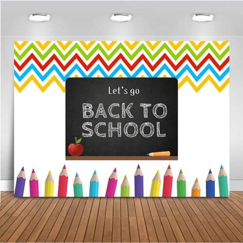 Lets Go Back to School Backdrop for Photography Pencils Background for Photo Shoot Colorful Class of 2019 Decoration supplies