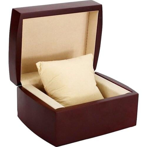 MagiDeal Burgundy Wooden Detachable Pillow Watch Bracelet Display Storage