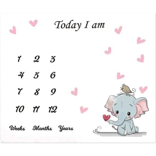 Baby Monthly Record Growth Milestone Blanket Newborn Cute Animal Pattern Cloth Dropship