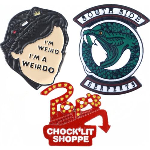 Riverdale Enamel Pin Southside Serpents Funny Cartoon Brooch Badges Accessories Props Cosplay TV Show Halloween