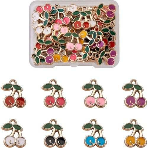 Pandahall 32pcs/Box Alloy Enamel Pendants Charms Fruit Pineapple Strawberry for Jewelry Making DIY Bracelet Necklace Handmade