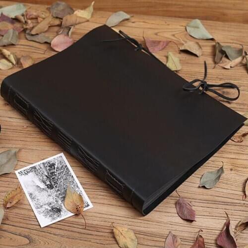 A3 Big Capacity Genuine Leather Vintage Photo Album Handmade Photo Storage DIY Sticky Photo Book Gift