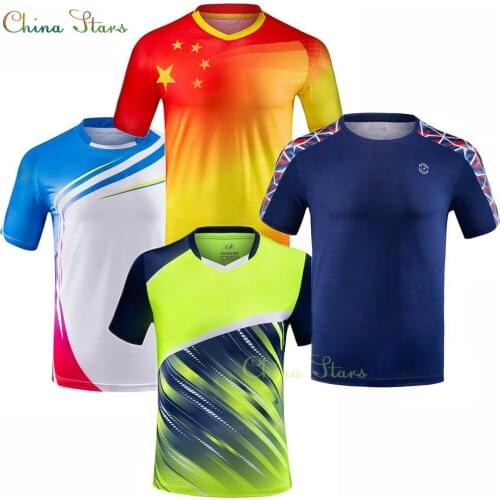 Men Women Tennis T shirt , Girls Badminton kits Clothes , Quick dry Table Tennis volleyball uniform Team Game Clothing Sportwear