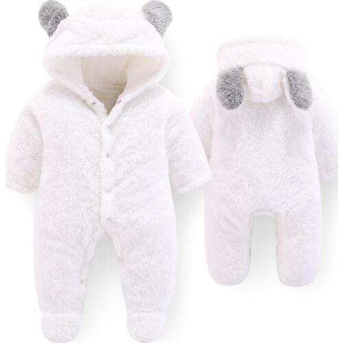 Infantil Toddler Newborn Plush Baby Girls Boy Unisex Hoodie Boy Clothes Set Long Sleeve Gray Bodysuit