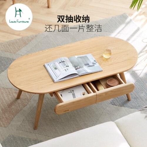 Louis fashion Solid wood coffee table Nordic oak green coffee table modern simple small living room creative tea table