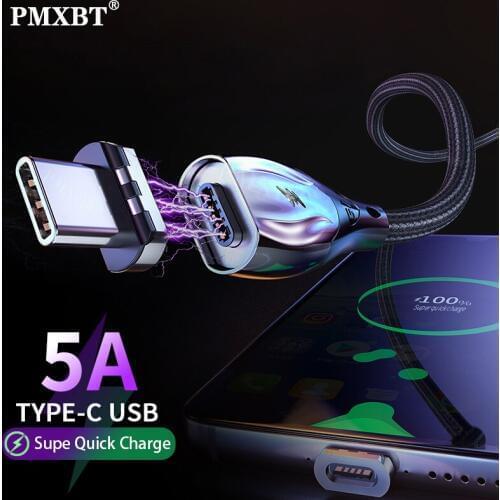 5A Magnetic Type C Cable Super Fast Charging Data Cord For Huawei P30 P20 Mate 20 Pro Xiaomi mi10 9 Phone Supercharge USB C Cabo