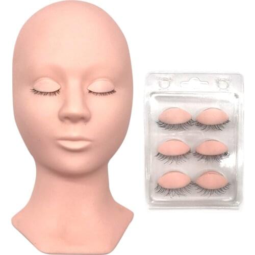 Mannequin Head Replacement Eyelids Silicone Practice False Eyelash Extensions Makeup Model Massage Training Heads