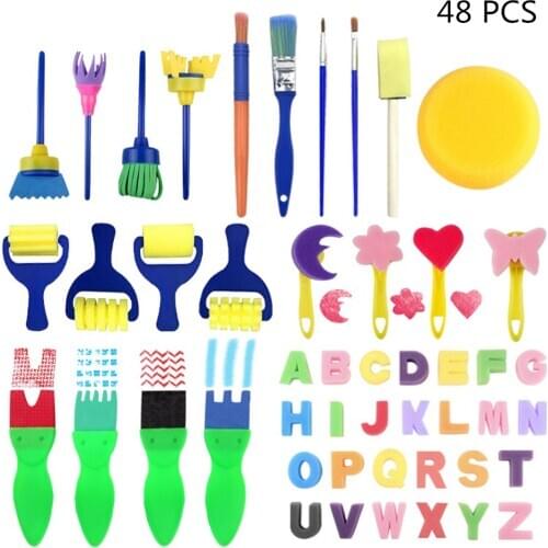 Children Painting Foam Sponge Brush Apron moulds Tools Kit Kids Early Art Education Learning Drawing Graffito Tool set