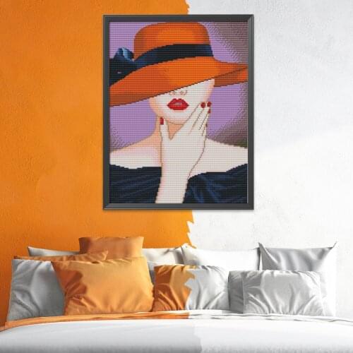 Stamped Cross Stitch Kits Canvas 11CT DIY Cute Character Needlework Sets with Clear Symbols Cotton Thread Painting