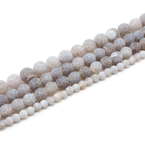 Natural Grey Weathered Agates Stone Beads Round Loose Ball 4/6/8/10/12MM DIY Handicraft Jewelry Bracelet Necklace Making DIY