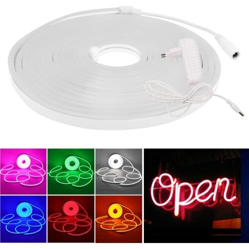 12V Neon Light with Power Supply 2835 120Leds/m Flexible Neon Ribbon Night Lamp DIY Neon Sign Outdoor Waterproof Neon Strip