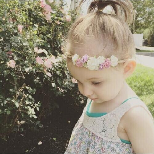 2016 New Tieback Flower Crown Headband for Newborn Photo Prop Baby Tieback Headband for hair Baby Girls Flower Crown Hair Band