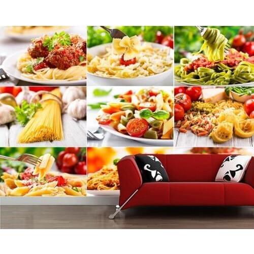 Papel de parede Different pasta food 3d wallpaper mural,living room kitchen restaurant wall papers home decor