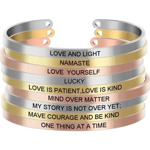Personalized Trendy Inspirational Customized Cuff Bracelet Bangle Motivational Friend Engraved Jewelry for Men Women Gift SL-055
