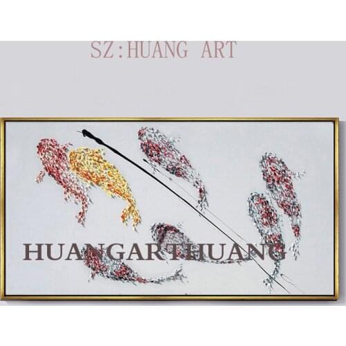 Hand-painted modern creative modern animals dolphins and shrimp and fish oil painting on canvas painting decorative wall decorat