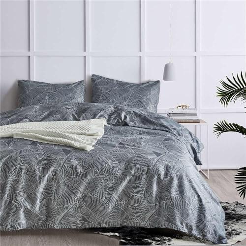 North American 3D Gray Tree Branch Leaves Duvet Cover Set King Double Reavtive Printed Bedding Set Cotton Blend Luxury Bed Cover