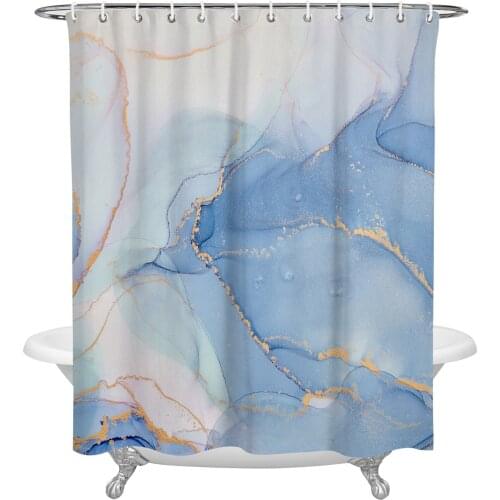Blue Marble Shower Curtain Waterproof Polyester Fabric Shower Curtains Home Decoration Curtain with Hook