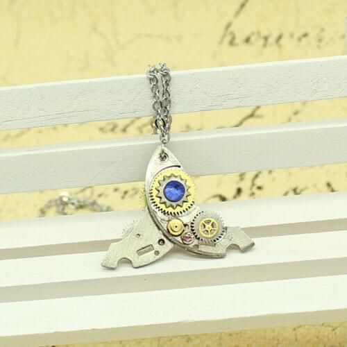 Steampunk Jewelry Mens Gear Pendant Watch Plate Parts Necklace Unique Steam Punk Vintage Accessories Charms