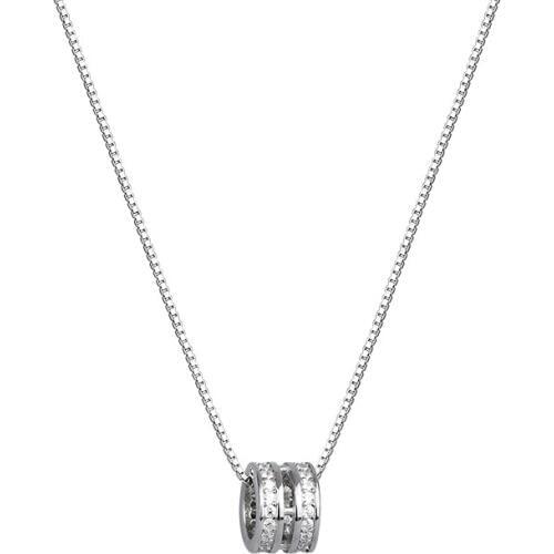 925 Sterling Silver Rhinestone Round Circle Pendants&Necklaces Sterling Silver Box Chain Necklace Collar Colar de Plata