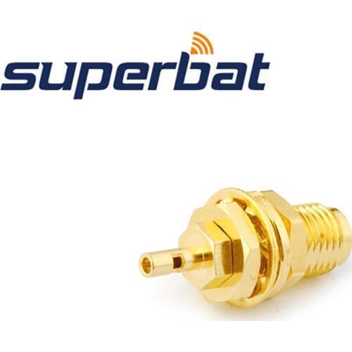 Superbat 10pcs RP-SMA Solder Jack(male pin) Bulkhead for RG178,1.13mm,1.37mm cable