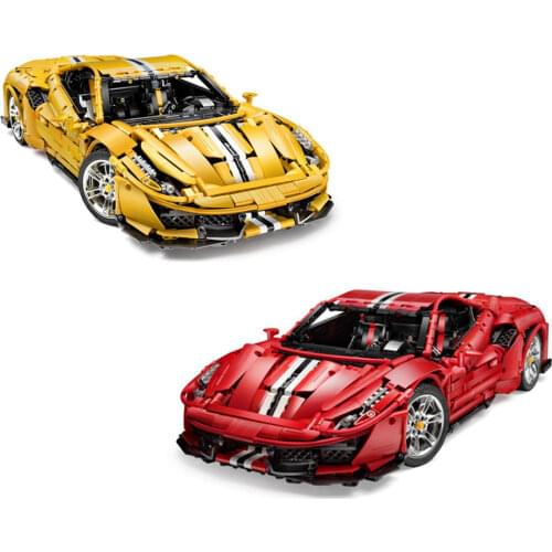 Technical 2.4ghz raido remote control super sport car block 1:8 scale Italiana Ferra 488 model vehicle brick rc toy with light