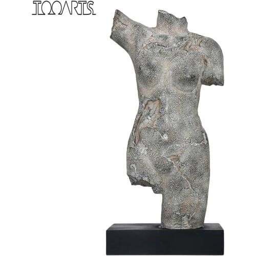 Tooarts Body Sculpture Imitate Stone Carving Resin Sculpture Vintage Crafts Art Decoration Study Room, Porch Decoration