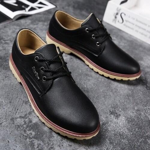 Pop autumn men leather shoes casual work shoes non-slip breathable waterproof shoes woman formal shoes men zapatos de hombre