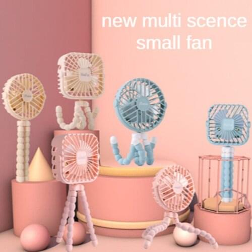 Usb Cooling Fan For Cart Portable Electric Mini Table Mobile Fan Baby Stroller Bed Folding Rechargeable Standing Fan Handheld
