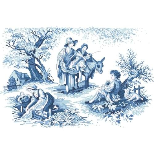 Travelling cross stitch package people simple design 18ct 14ct 11ct cloth cotton thread embroidery DIY handmade needlework