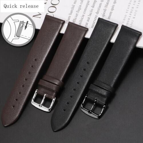 Yopo Ultrathin Leather watchband 20 22mm black brown blue strap for Samsung Gear Sport S4 S3 S2 smart sport watch Quick release